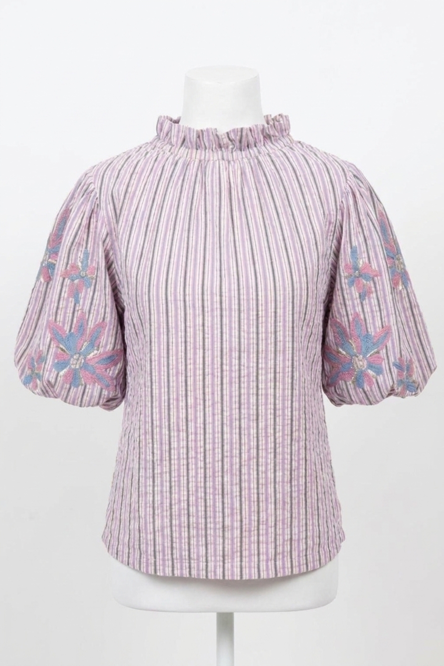 NEW IVY JANE seersucker floral top in lilac